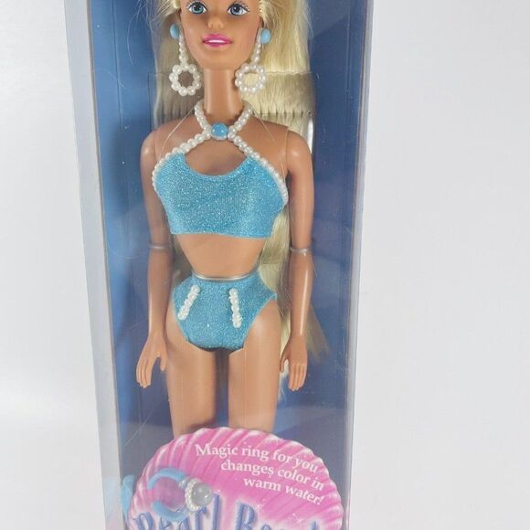 1997 Pearl Beach Barbie Doll Magic Ring Mattel Blue Bathing Suit New in Box - Picture 3 of 9